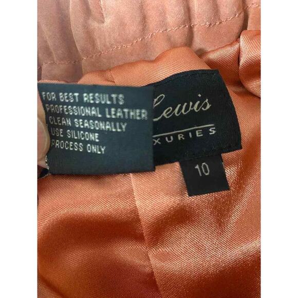 Vintage WesternTerry Lewis Rustic Distressed Genuine Leather Skirt Peach Size 10 - Picture 5 of 12